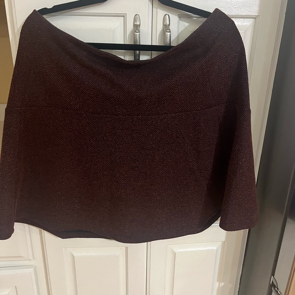 Loft Burgundy Chevron Skater Skirt XL